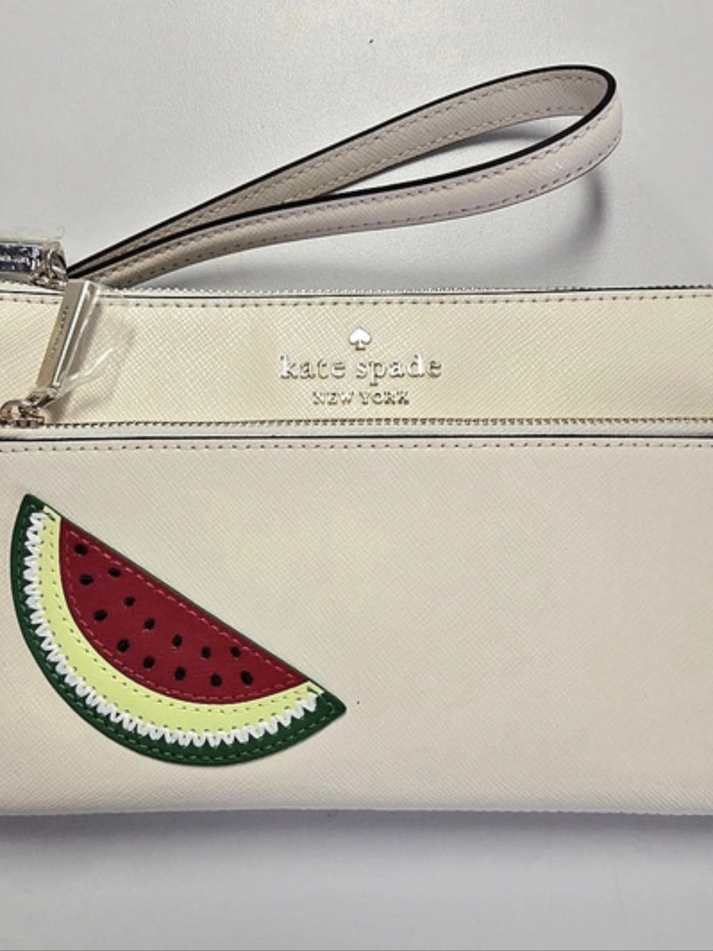 Kate Spade New York Watermelon Wristlet in White & Green Like New